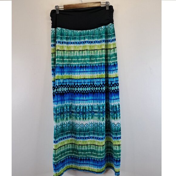 Alyx Colorful Print Ruched Waist Pull On Maxi Skirt Size XL - Picture 5 of 7